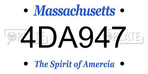 4DA947 Massachusetts License Plate