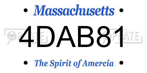 4DAB81 Massachusetts License Plate