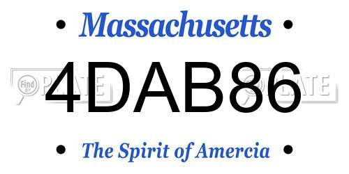 4DAB86 Massachusetts License Plate