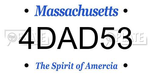 4DAD53 Massachusetts License Plate