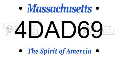4DAD69 Massachusetts License Plate