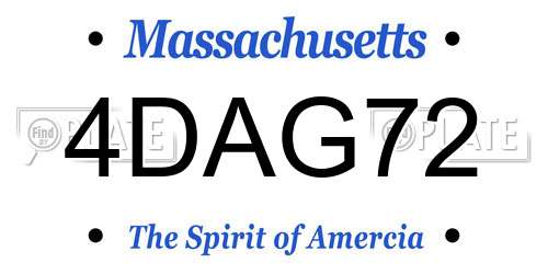 4DAG72 Massachusetts License Plate