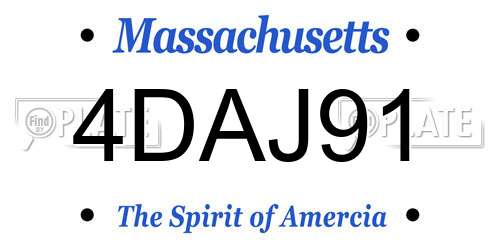 4DAJ91 Massachusetts License Plate
