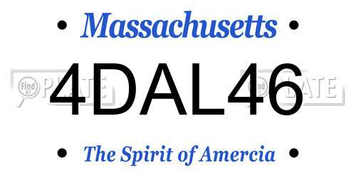 4DAL46 Massachusetts License Plate