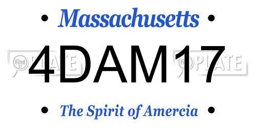 4DAM17 Massachusetts License Plate