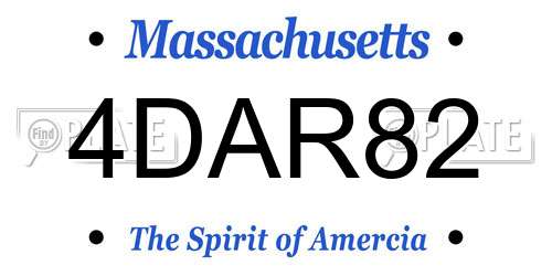 4DAR82 Massachusetts License Plate