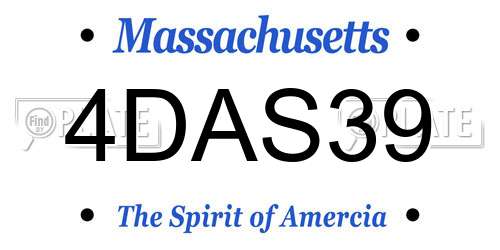 4DAS39 Massachusetts License Plate