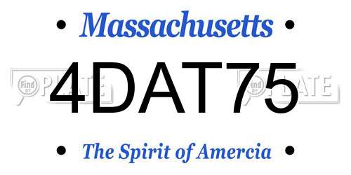 4DAT75 Massachusetts License Plate