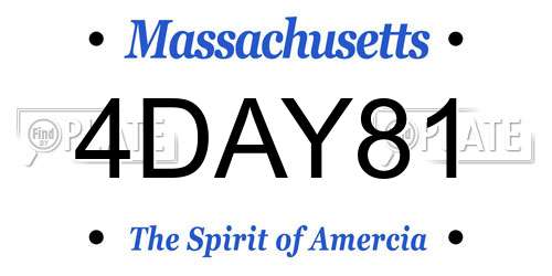 4DAY81 Massachusetts License Plate