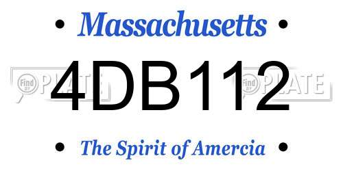 4DB112 Massachusetts License Plate