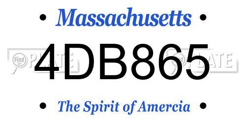 4DB865 Massachusetts License Plate