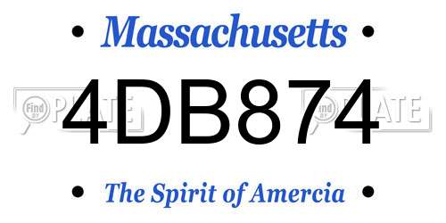 4DB874 Massachusetts License Plate