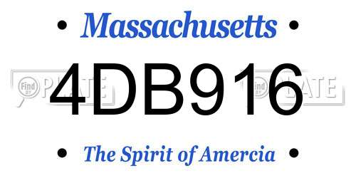 4DB916 Massachusetts License Plate