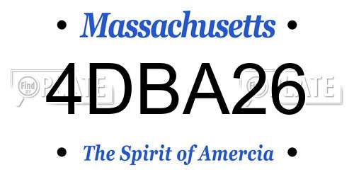 4DBA26 Massachusetts License Plate
