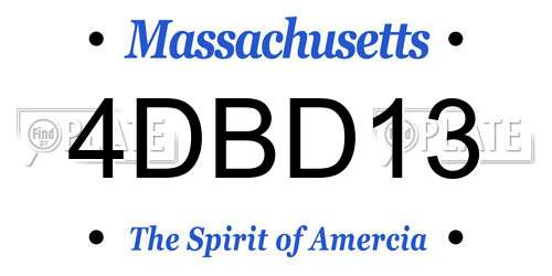 4DBD13 Massachusetts License Plate