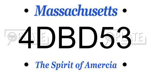 4DBD53 Massachusetts License Plate