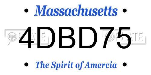 4DBD75 Massachusetts License Plate