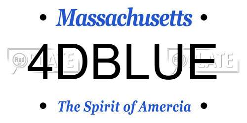 4DBLUE Massachusetts License Plate