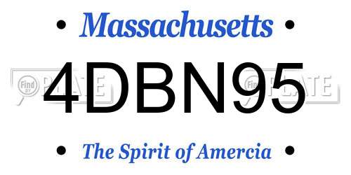 4DBN95 Massachusetts License Plate