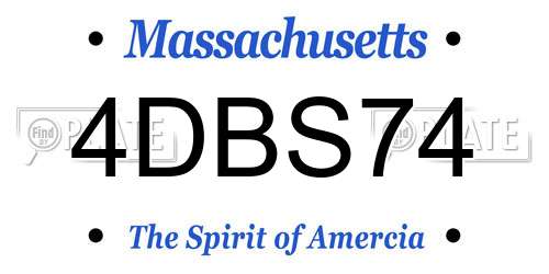 4DBS74 Massachusetts License Plate