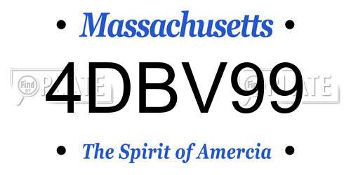 4DBV99 Massachusetts License Plate