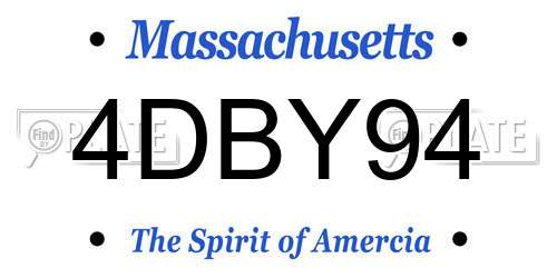 4DBY94 Massachusetts License Plate