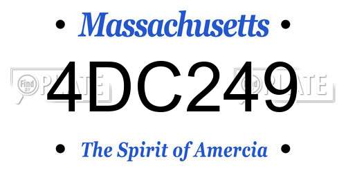 4DC249 Massachusetts License Plate