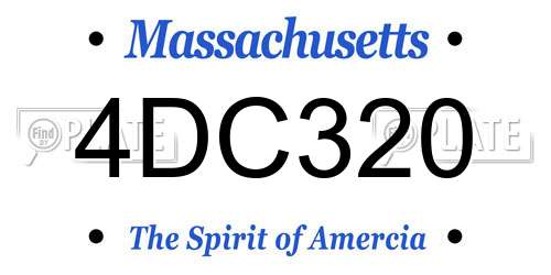 4DC320 Massachusetts License Plate