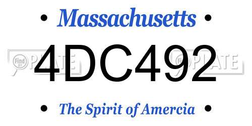 4DC492 Massachusetts License Plate