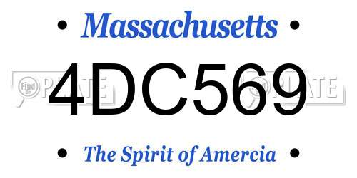 4DC569 Massachusetts License Plate