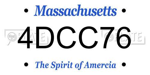 4DCC76 Massachusetts License Plate