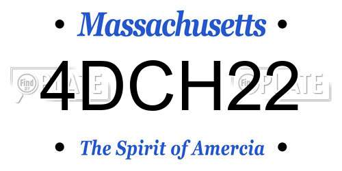 4DCH22 Massachusetts License Plate