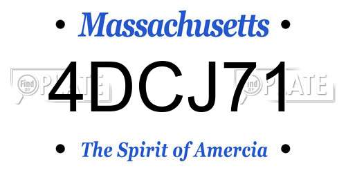 4DCJ71 Massachusetts License Plate