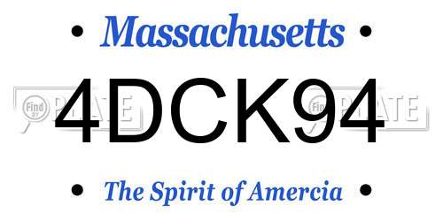 4DCK94 Massachusetts License Plate
