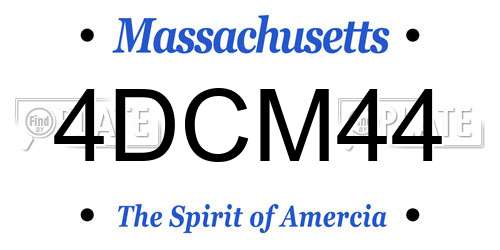 4DCM44 Massachusetts License Plate