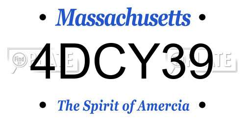 4DCY39 Massachusetts License Plate