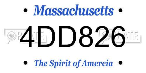 4DD826 Massachusetts License Plate