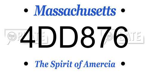 4DD876 Massachusetts License Plate
