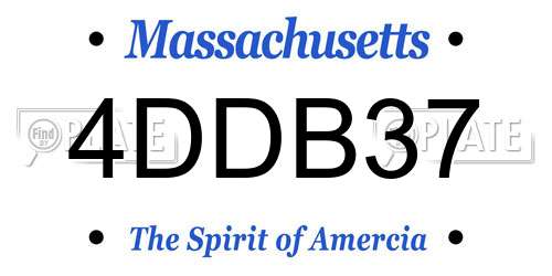 4DDB37 Massachusetts License Plate
