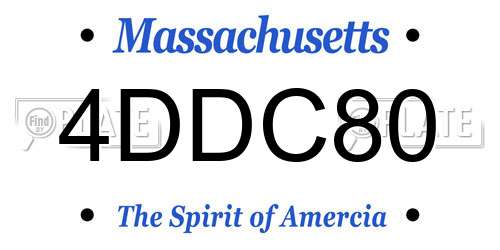 4DDC80 Massachusetts License Plate