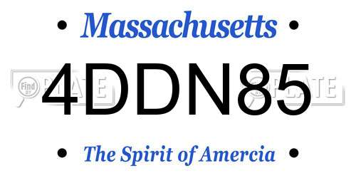 4DDN85 Massachusetts License Plate