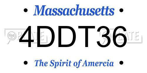 4DDT36 Massachusetts License Plate