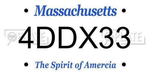 4DDX33 Massachusetts License Plate