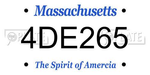 4DE265 Massachusetts License Plate