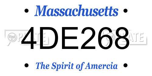 4DE268 Massachusetts License Plate