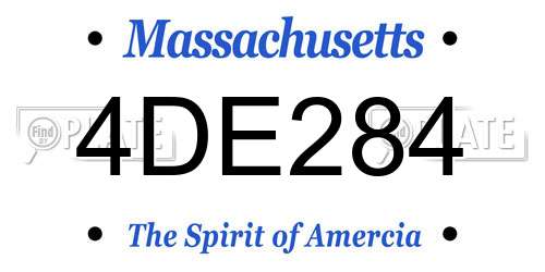 4DE284 Massachusetts License Plate