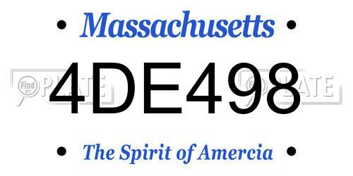 4DE498 Massachusetts License Plate