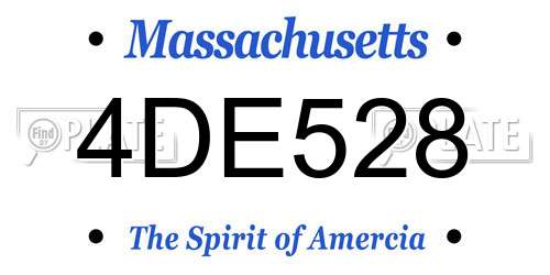 4DE528 Massachusetts License Plate