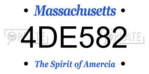 4DE582 Massachusetts License Plate
