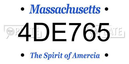 4DE765 Massachusetts License Plate